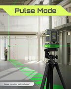 LASGOO Green Laser Level Self Leveling, 360° Horizontal Laser with Vertical Laser Line, 4 Brightness Levels Pulse Mode for Floor Tile Wall Construction, L-Bracket, Batteries and Carry Bag Included