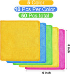 Tanlade Microfiber Cleaning Cloth Cleaning Rags Reasonable Kitchen Towels Microfiber Towels Cars Wash Dry Erase Cloth(6 x 6 Inch,Green/Blue/Yellow/Pink/Orange,50 Pcs)