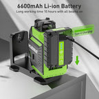 Huepar Laser Level 3 x 360 Self-Leveling Cross Line Laser 3D Green Laser Level with Pulse Mode Alignment Laser Tool with Rechargeable Li-ion Battery, Integrated Magnetic Bracket, Hard Carry Case 703CG