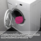 Reusable Microfiber Chenille Mop Pads Compatible with Swiffer Sweeper, Dry Sweeping Cloths & Wet Mopping Cloths, Refills for Hardwood Surface Floor Cleaning, 4 Pack (Pink)