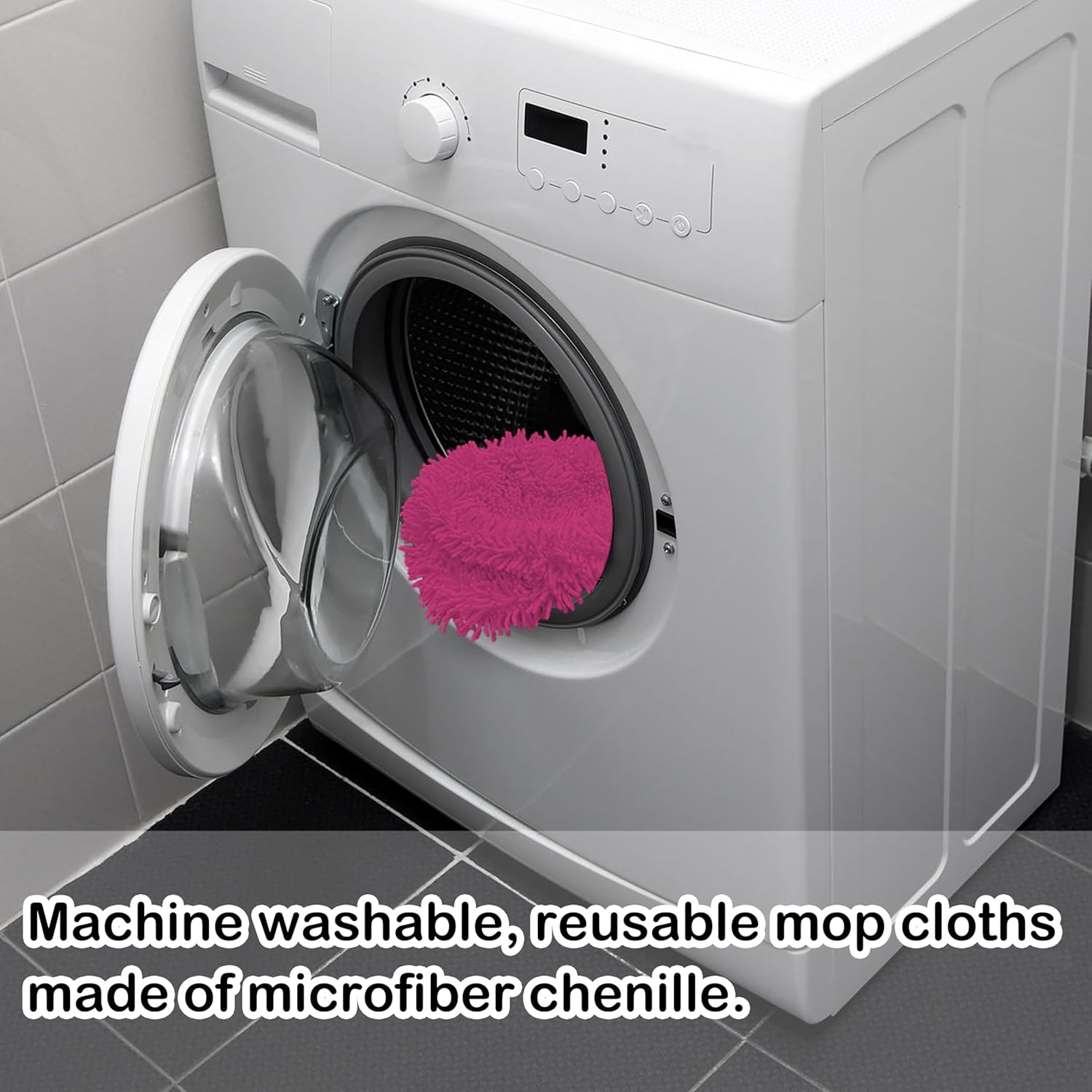 Reusable Microfiber Chenille Mop Pads Compatible with Swiffer Sweeper, Dry Sweeping Cloths & Wet Mopping Cloths, Refills for Hardwood Surface Floor Cleaning, 4 Pack (Pink)