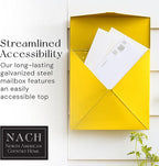 NACH Mailboxes for Outside Wall Mount, 12 x 12 x 4.8 inch Yellow Mail Boxes for House Outside, Waterproof Mailboxes for Outside - Chicago Style Mail Box