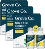 Grove Co. Tub and Tile Cleaner, Refill Concentrate (6 x 1 Fl Oz) Plant-Based Household Cleaning Supplies, No Plastic Waste, 100% Natural Lemon & Eucalyptus Fragrance, 3 x 2 Pack Refills