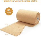 Greenfound Microfiber Cleaning Cloth Roll -80 Pack, 11.5x11.5, Tear Away Towels, Reusable and Washable Rags, Orange
