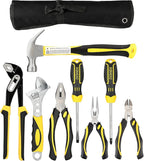 DOWELL Pliers Set - 8pcs, 10/8/6-inch Pliers & Wrench, Hammer, Tool Pouch