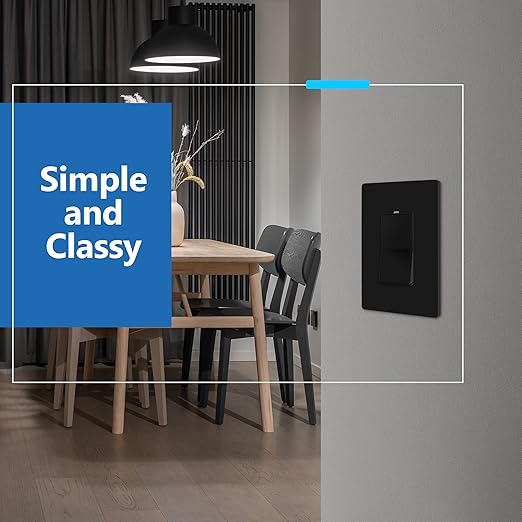 LIDER Minimalist Design Matte Finish Lighted 4-Way Decorator Light Switch, Four Way Frameless Rocker Switch, Residential/Commercial Grade, 15A 120V/277V, UL Listed, LS15-4W-BK, Black