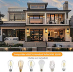 12'' Outdoor Light Fixture 2 Packs, Outdoor Wall Lights Exterior Wall Sconce with Water Ripple Glass, Waterproof Porch Light Lantern Wall Mounted, Modern Black Outside Lights for House Patio Garage