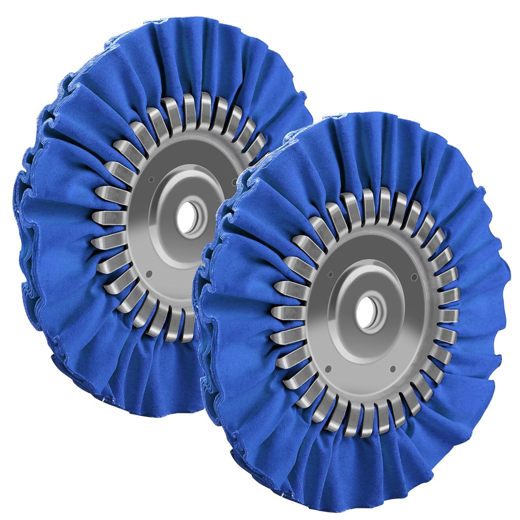 2PCS 8" Airway Buffing Wheel with 5/8" Arbor Flange-Free Hub，Blue Buffing Wheels for Angle Grinder, Heavy Cutting Metal Polishing Wheel for Aluminum Wheels Stainless Steel Metal Surface Prep