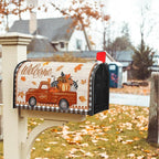 Kawani Fall Mailbox Cover - Autumn Harvest Orange Pumpkin Truck Maple Leaves Magnetic Standard Size 21x18 Inch Thanksgiving Waterproof Post Box Wrap Garden Yard Decor
