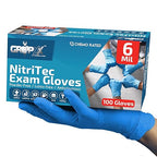 Heavy Duty 6 Mil Blue Nitrile Gloves Disposable Latex & Powder Free -Extra Stretchy Fentanyl Safe |Medical,First Aid Kit,EMT|Food Safe Rubber Gloves for Cooking & Cleaning| Pack of (100)