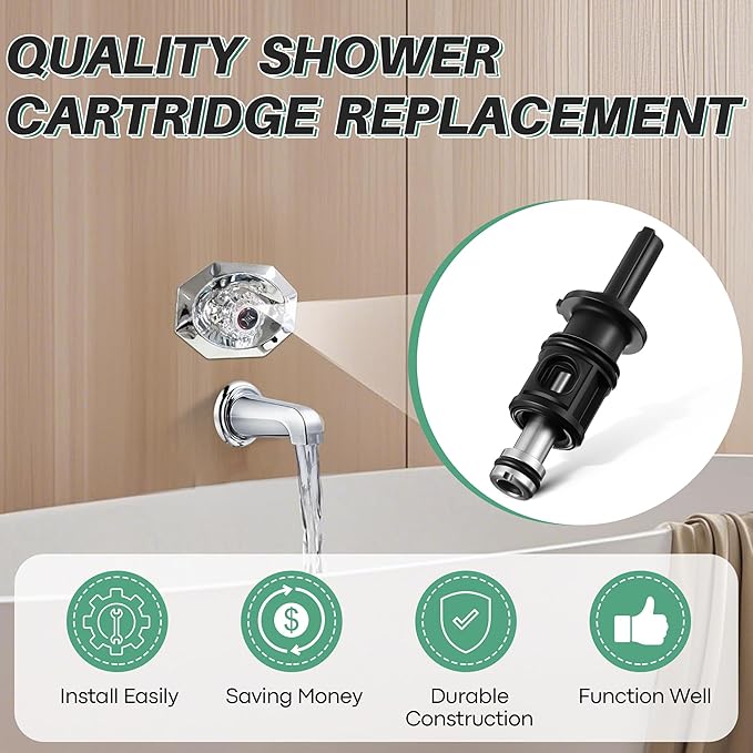 Dreyoo 1 Pack Compatible with 9742920 S742920 Pull and Turn Tub Shower Cartridge, Compatible with Pfister Avante Series Lavatory, Tub Faucet, Shower Valve Cartridge Replacement Part (Metal Stem)