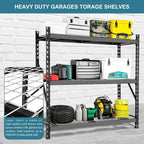 Garage Storage Shelves - Heavy Duty 72”H x 77”W x 24”D Adjustable 3-Tier Metal Shelving Rack, 6000LBS Capacity - Ideal Garage Shelving for Storage Solutions