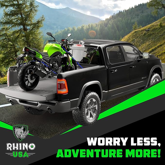 Rhino USA Ratchet Straps Heavy Duty Kit (2-Pack) - 1.6 Inch x 8 Feet (5,208lb Break Strength) - Ultimate Tie Down Straps with Safety S Hooks for Trucks, ATV, UTV, Motorcycle, Cargo & More - Blue