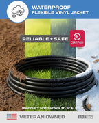 Iron Forge Cable 8 Ft Black Extension Cord with 3 Outlets - 16/3 SJTW 8 Foot Extension Cord 3 Prong, Weatherproof Exterior Power Cable for Outdoor