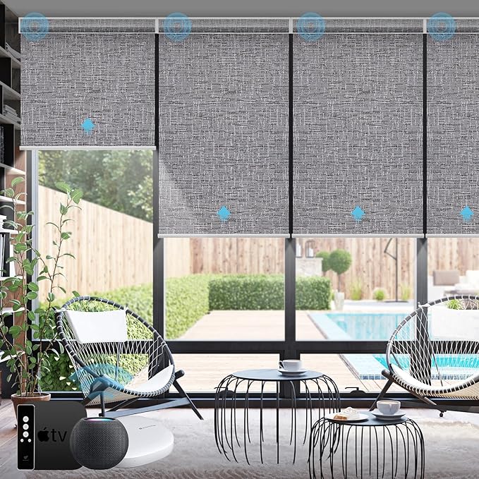 SmartWings Motorized Smart Blinds with Remote, Custom Automatic 100% Blackout Roller Shade Compatible with Alexa/Homekit/Google, Electric Smart Blinds for Indoor Windows, Safari Midnight