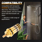 94282000 3/4" Brass Thermostatic Cartridge Valve Core Fit for Hansgrohe Ecostat Showers, for 2-Hole & 3-Hole Thermostatic Tub Fillers, for iBox Trims & ThermoBalance Panels Temperature Control