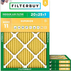 Filterbuy 20x25x1 Air Filter MERV 11 (MPR 1200) Allergen Defense Replacement (4-Pack), Electrostatic Pleated HVAC AC Furnace Filters, Made in USA (Actual Size: 19.50 x 24.50 x 0.75)