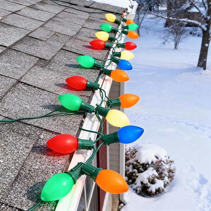 25 Pack C9 LED Christmas Light Bulbs,C9 Plastic Multicolor Replacement LED Bulbs Shatterproof C9/E17 Candelabra Base 0.6 Watt Great for Outdoor Indoor Night Lights Holiday Christmas Tree Decor