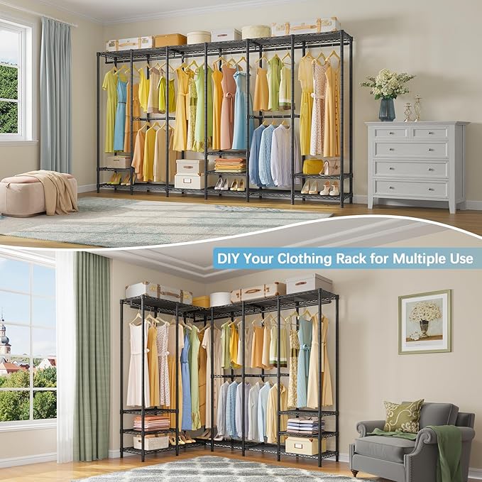 VIPEK V60 Extra Large Portable Closet Rack Heavy Duty Clothing Rack for Hanging Clothes Freestanding Wardrobe, Metal Closet for Bedroom Storage and Organizer, Load 1620lbs, Black