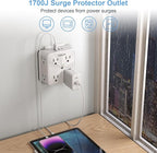 Surge Protector 8 Outlet Extender, TESSAN Multi Outlet Splitter with 3 USB Wall Charger (1 USB C), 3-Sided Multiple Plug Power Strip 1700J, Charging Station for Home Office Dorm Room Essentials