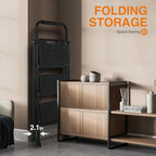 3 Step Ladder, Protable Steel Folding Stool with Wide Anti-Slip Pedal, 500lbs Sturdy Steel Ladder, Black