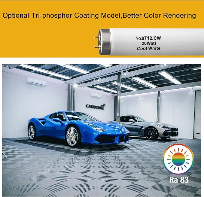 (6Pack) F20T12/CW 20 Watt Cool White 24Inch Fluorescent Light Bulbs,T12 20W 24 Inch Fluorescent Tube,4100K, Replacement for F20T12/CW/ALTO, F20T12/CW/ECO, F20T12/SP41/ECO,G13 Base,1400 Lumens