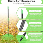 Garden Leaf Rake,16.5” Wide Plastic Leaf Rake for Lawn with 30” Long Handle, Plastic Yard Raking Tools for Lawn Turf Leaves Grass Thatch Debris Pine Needle Cleanup, Lightweight for Kids