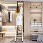 4 Step Ladder, Portable Step Folding, Lightweight Step Ladder with Anti-Slip Pedal, Aluminum Indoor Ladder and Closet, Kitchen - Champagne Gold