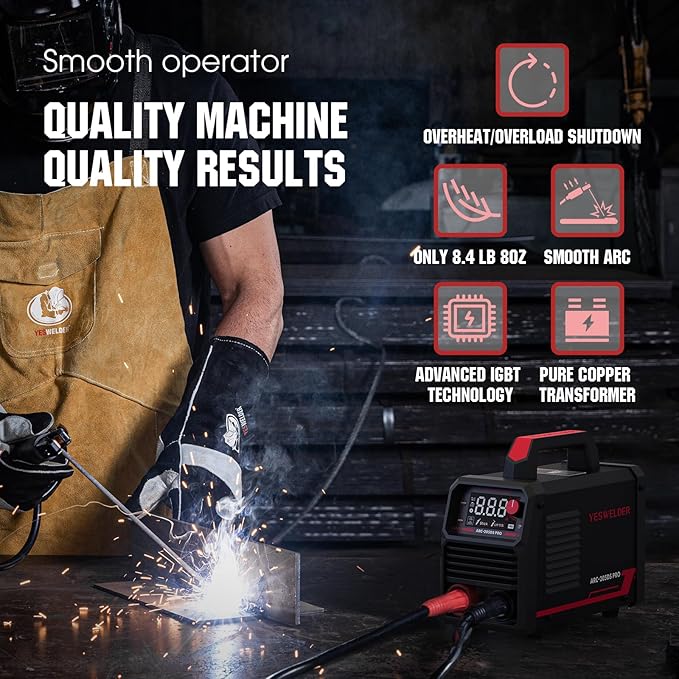 YESWELDER 205Amp Stick Welder Large LED Display, Digital Inverter IGBT ARC Welding Machine, 110V/220V Dual Voltage Hot Start Portable MMA Welder Machine, Arc force