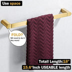 RANDOM Brushed Gold Towel Bar Rack Holder Rod 18 inch Hand Towel Holder for Bathroom Kitchen Hardware Accessories Wall Mount Contemporary Hotel Style 96026-2-18BG