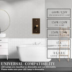 Brass Dimmer Light Switch – 120V AC – Solid Brass Wall Plate for LED Bulbs – Handcrafted Rotary Dimmer with Knurled Knob – UL Listed Flicker-Free Dimming | Vintage Style Light Control for Home Décor