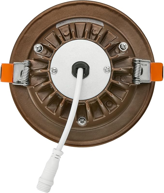 Maxxima 4 in. Ultra Thin Recessed Anti-Glare LED Downlight, Canless IC Rated, 1000 Lumens, 5 Color Temperature Selectable 2700K/3000K/3500K/4000K/5000K, Dimmable, Bronze Trim, 90 CRI, J-Box Included