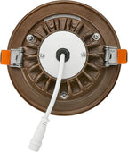 Maxxima 4 in. Ultra Thin Recessed Anti-Glare LED Downlight, Canless IC Rated, 1000 Lumens, 5 Color Temperature Selectable 2700K/3000K/3500K/4000K/5000K, Dimmable, Bronze Trim, 90 CRI, J-Box Included