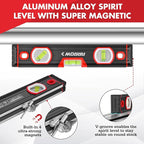 ARROW 3-Piece Spirit Level Set Included 9"/16"/48" Level with 45°/90°/180° Bubbles, Carrying Bag, Aluminum Alloy Body, Precision-Machined Base & Shockproof Rubber End Caps for Construction, Carpentry