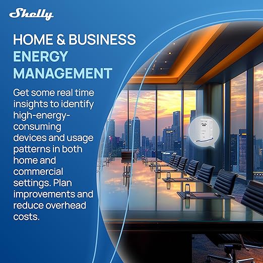 Shelly 3EM-63W Gen3 | Wi-Fi Operated Smart 3-Phase Energy Meter | Home Automation | Compatible with Alexa & Google Home | iOS Android App | No Hub Required | Data Logging (3EM-63T Gen3)