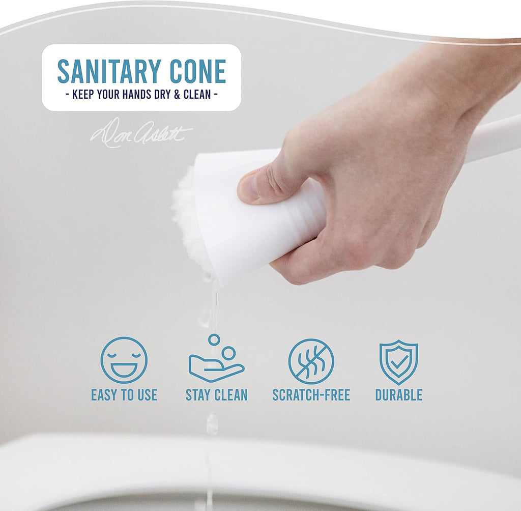 Don Aslett Johnny Mop | Set of 2 Toilet Brushes | 14" Handle to Easily Clean Toilet or Shower | Scratch Free Bowl Swab | Safe to Use with Your Favorite Toilet Bowl Cleaner