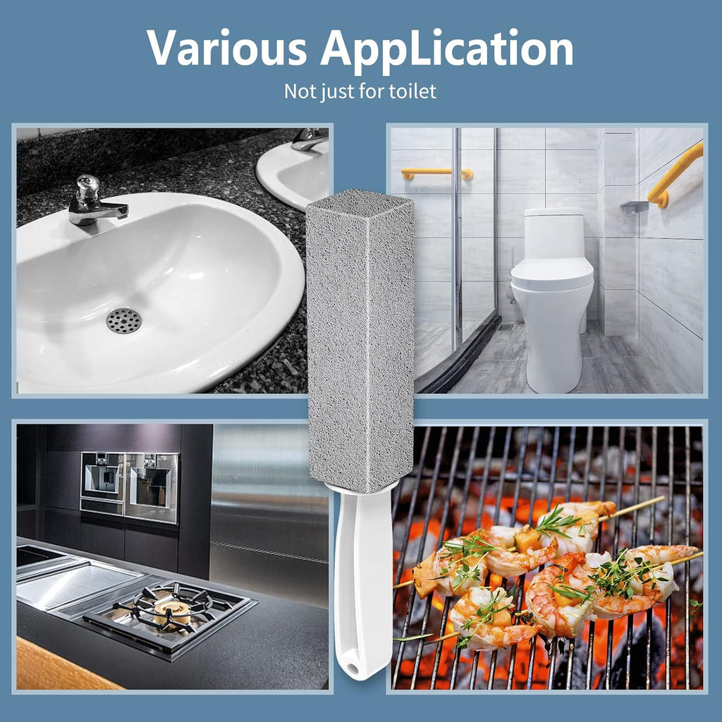 Toilet Bowl Cleaner Pumice Stone -Hard Water Stain Remover with Ergonomic Handle, Powerfully Removes Toilet Bowl Rings，Rust &Lime，Ideal for Toilet Brush/BBQ Grills/Sink/Pool/Bathroom【2Pack】