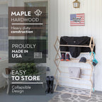 Pennsylvania Woodworks Clothes Drying Rack: Solid Maple Hard Wood Laundry Rack for Blankets, Towels, Bedding & More, Heavy Duty Folding Drying Rack, Made in USA, No Assembly Needed, XXLarge