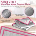 Airlab Glass Polishing Cloth Streak Free Miracle Microfiber Cleaning Cloth Lint Free Cleaning Rags for Glasses Kitchen Dish Mirrors Easy Clean, Pack of 6, 12" x 12", Sliver-Pink
