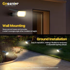 Ensenior Solar Spotlights Outdoor, Brightness Adjustable 3000K LED Solar Garden Lights, 56 LEDs Solar Powered Landscape Lights, Auto ON/Off, Waterproof, for Yard/Garden/Pathway - 4 Pack