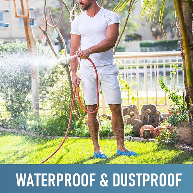 Shoe Covers Disposable Non Slip for Indoors Pack of 200 (100 pairs) Recyclable Shoe Booties Waterproof Shoe & Boot Covers Durable Shoe Protectors Covers One Size Fits Most Blue