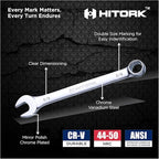 HITORK 32 Piece Wrench Set SAE & Metric 20 Standard & 12 Stubby Combination Wrenches Cr-V Steel 12-Point Mirror Finish 15° Offset with Organizer Tray Ideal for Auto & Home Repair