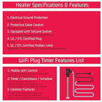 1800W Immersion Water Heater for Pool & Hot Tub – Portable Electric Submersible Heater with Auto Shut-Off, and WiFi Timer for Bathtub, Swimming Pool, Above Ground Pool, Baptistry, and Spa