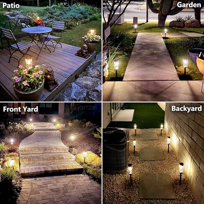 Bright Solar Pathway Lights Outdoor 8 Pack Solar Lights Outdoor LED Waterproof with 3000K Tungsten Filament Bulb Landscape Lighting for Yard, Driveway, Garden, Walkway, Lawn, Path