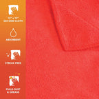 Arkwright Microfiber Cleaning Cloths - (Pack of 12) Lint & Streak-Free Drying Wash Towels, 320 GSM Super Absorbent & Quick Dry, Perfect Cleaner for Car, Glass, and Window, 12 x 12 in, Red