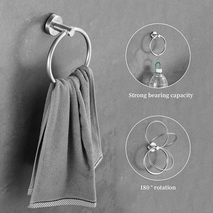 Bathroom Hardware Set 10 Pieces, Stainless Steel Towel Bar Set Includes 16 inch Towel Bar, Towel Hook, Towel Ring Toilet Paper Holder