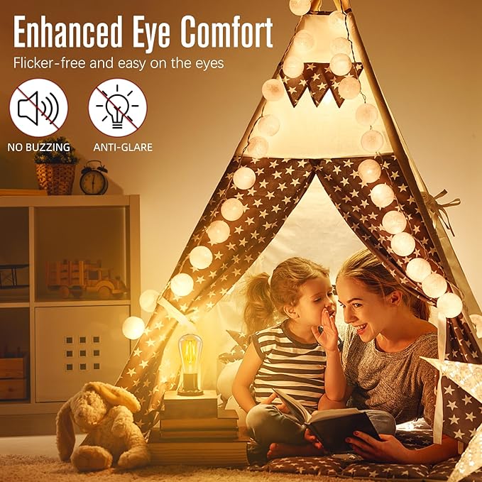 Edison Bulbs 60 watt Equivalent LED, E26 Bulb Dimmable, Soft White 2700K, ST58 Vintage Light Bulbs, 90+ CRI, 6W 600LM, E26 Medium Base, Clear Glass, 18 Pack