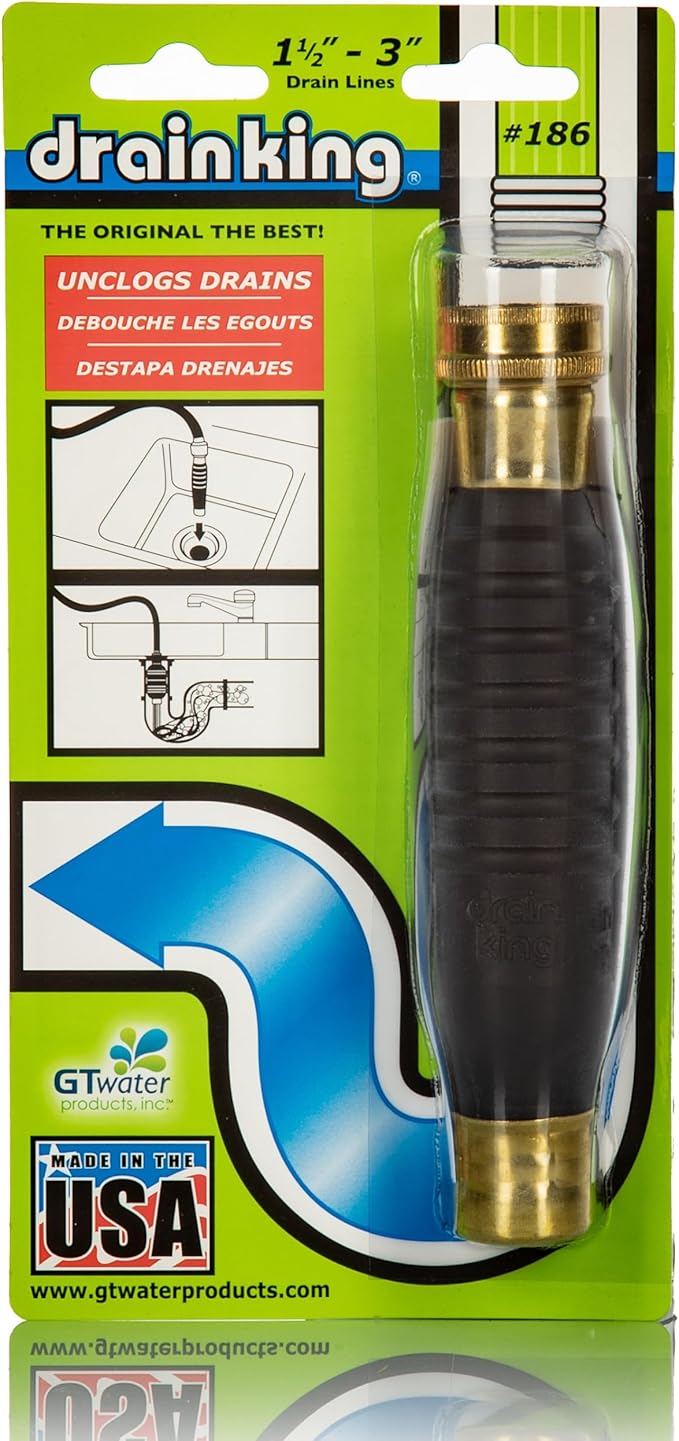 Drain King 186 Unclogs Bathroom Sinks, Showers, and Swimming Pool Drains, 1.5 to 3 Inch