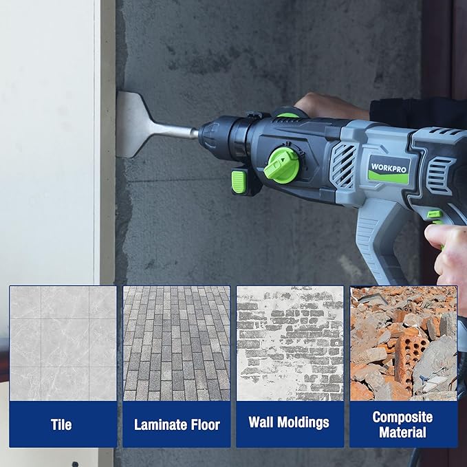 WORKPRO 3-inch SDS Plus Chisel, Cranked Angled Bent Tile Removal Chisel for Tile, Laminate Floor, Wall Moldings, Compatible with SDS-Plus Tools