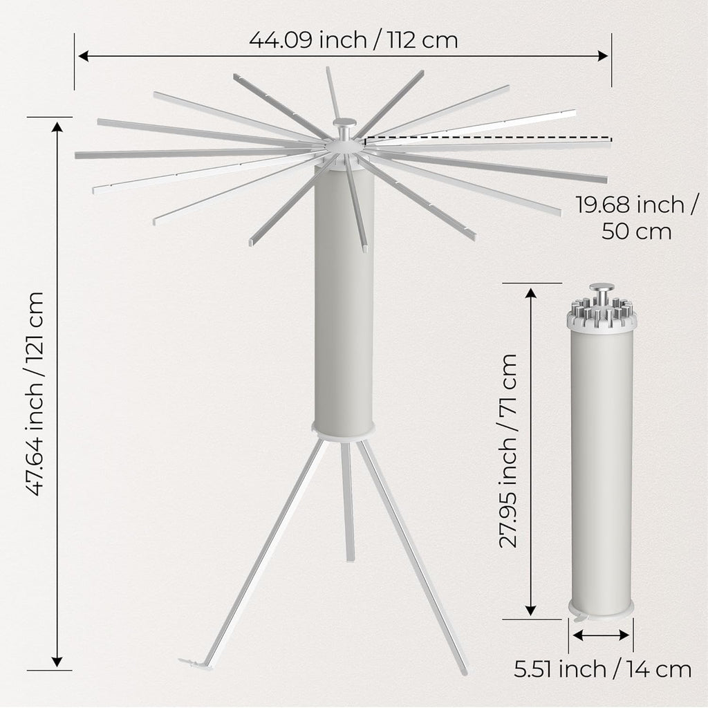 Tripod Clothes Drying Rack, Garment Rack Portable and Foldable Space Saving Laundry Drying Rack - Dryer Rack Clothing Floor Folding Balcony Bedroom Household (Silver(Aluminum), 16 rods)